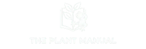The Plant Manual logo, featuring a friendly gecko mascot with an open book that has leaves growing from its pages.
