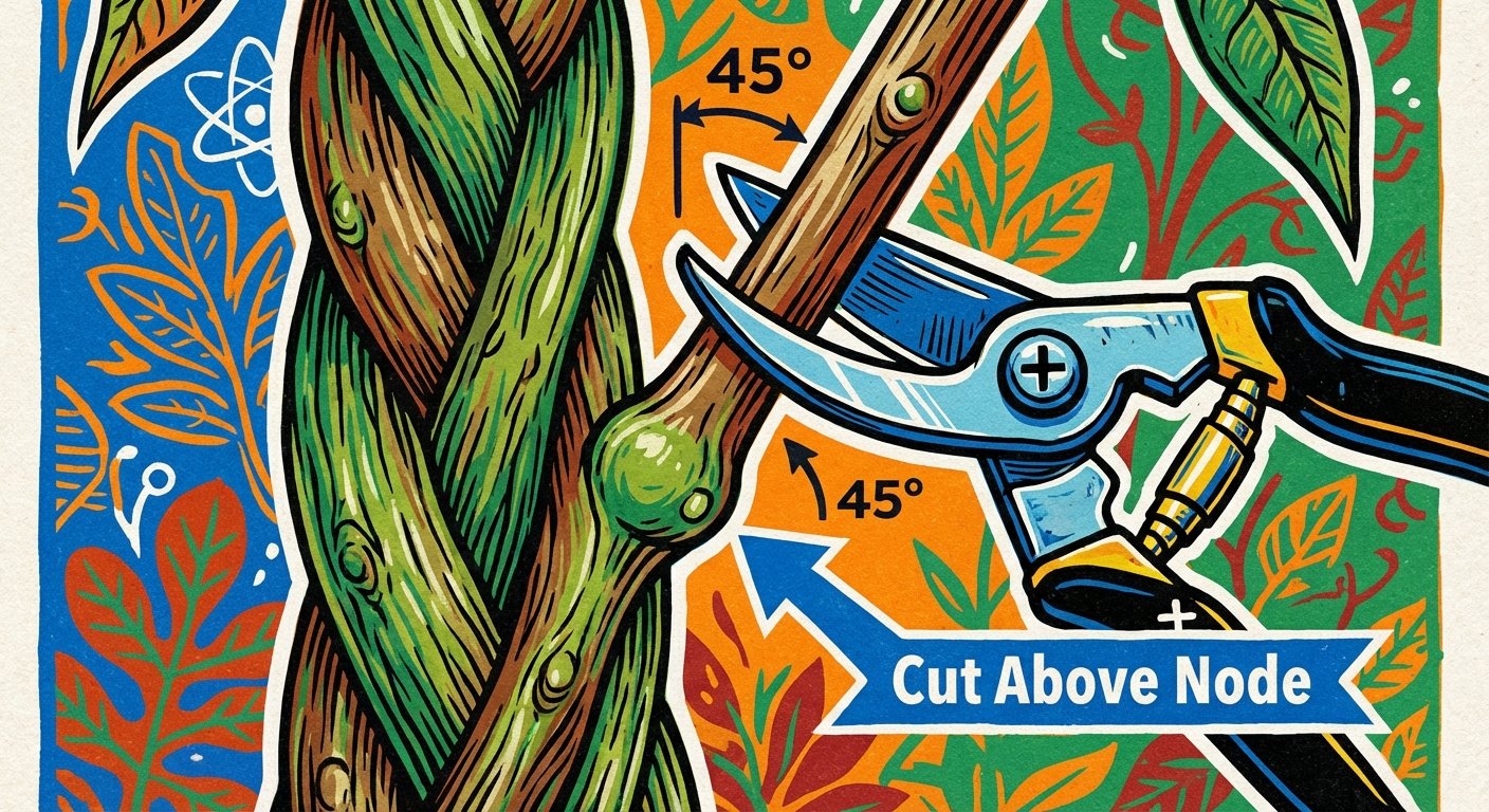 Money Tree Care: Correct pruning technique illustration.