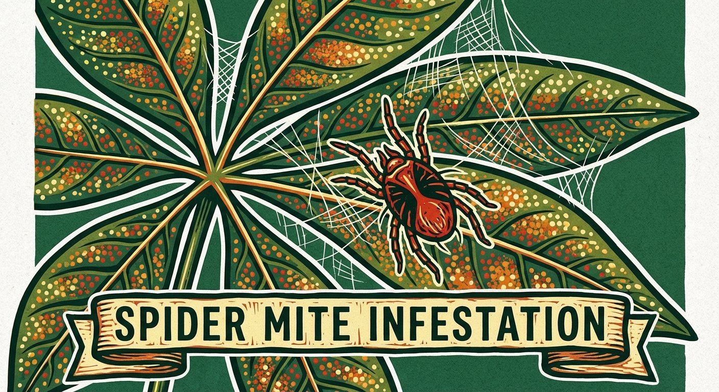 Money Tree Care: Spider Mite damage illustration.