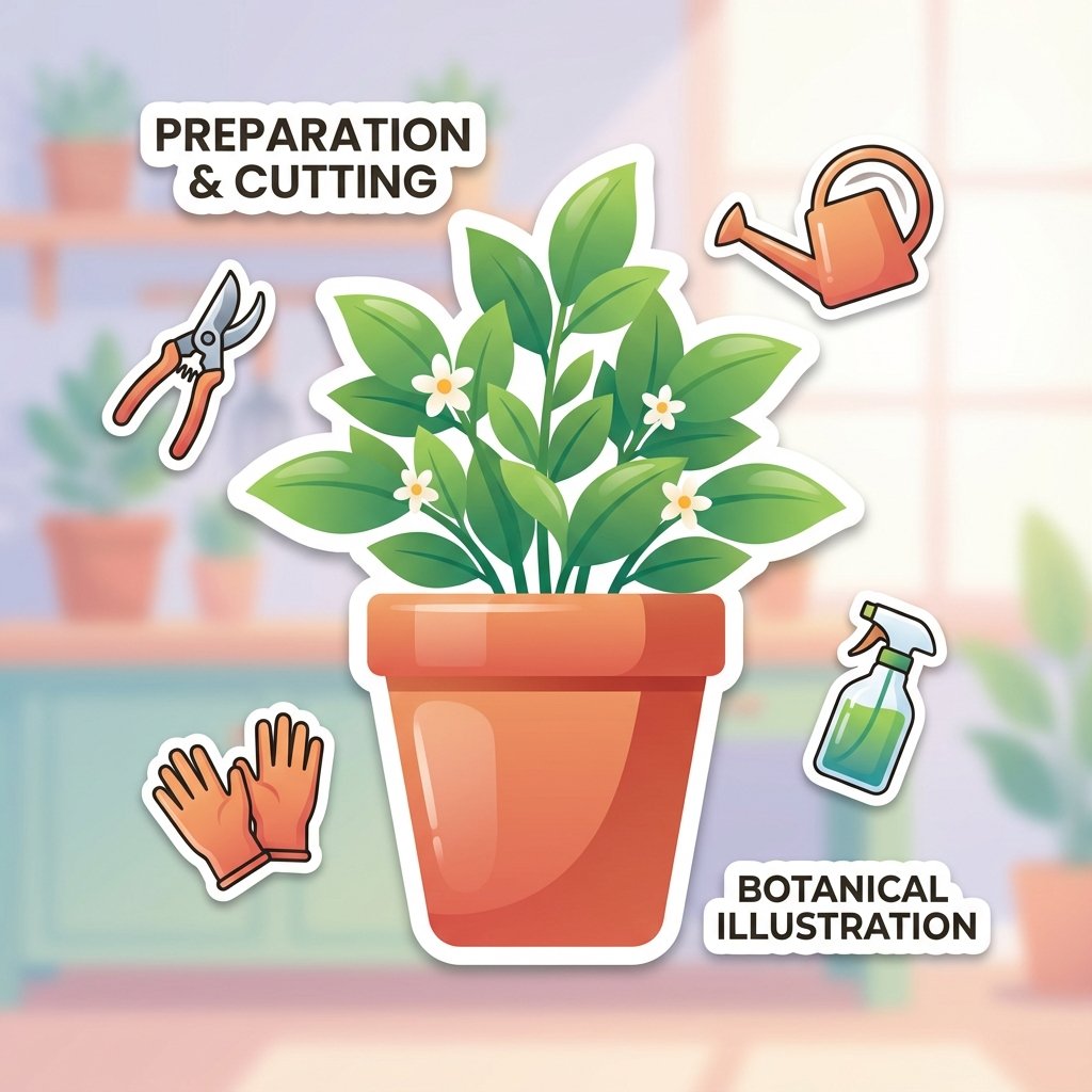 Yucca how to propagate yucca preparation and cutting guide showing the correct angle and sterilized tool.