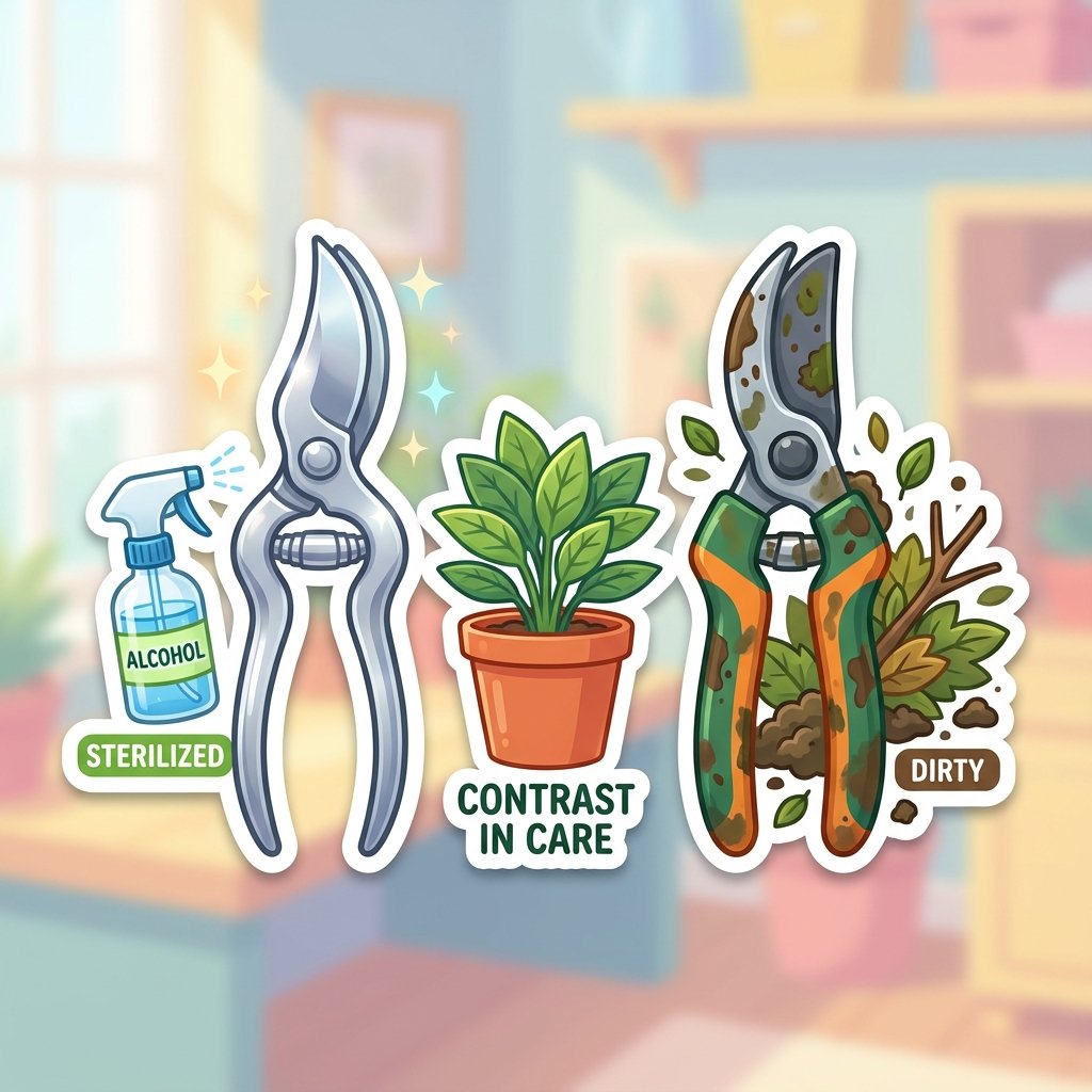 Yucca how to propagate yucca preventative measures showing sterilized pruning shears vs dirty ones.