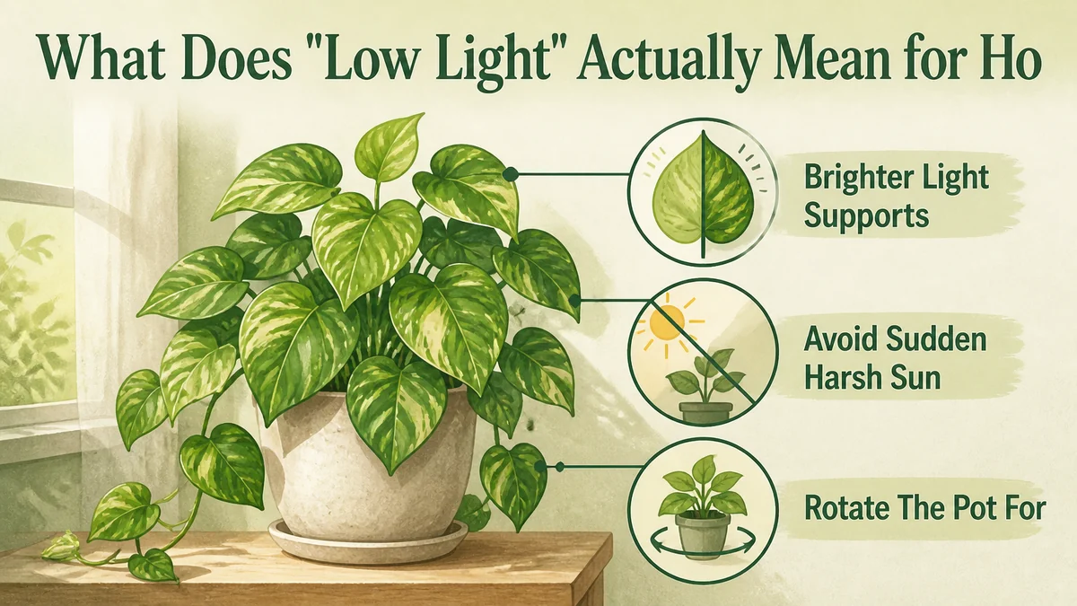 low light houseplants care snapshot graphic for what does "low light" actually mean for houseplants?