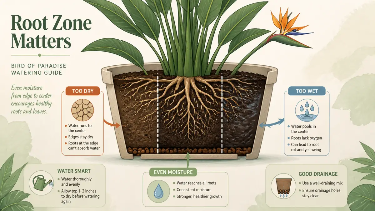 bird of paradise curling leaves watering root zone guide