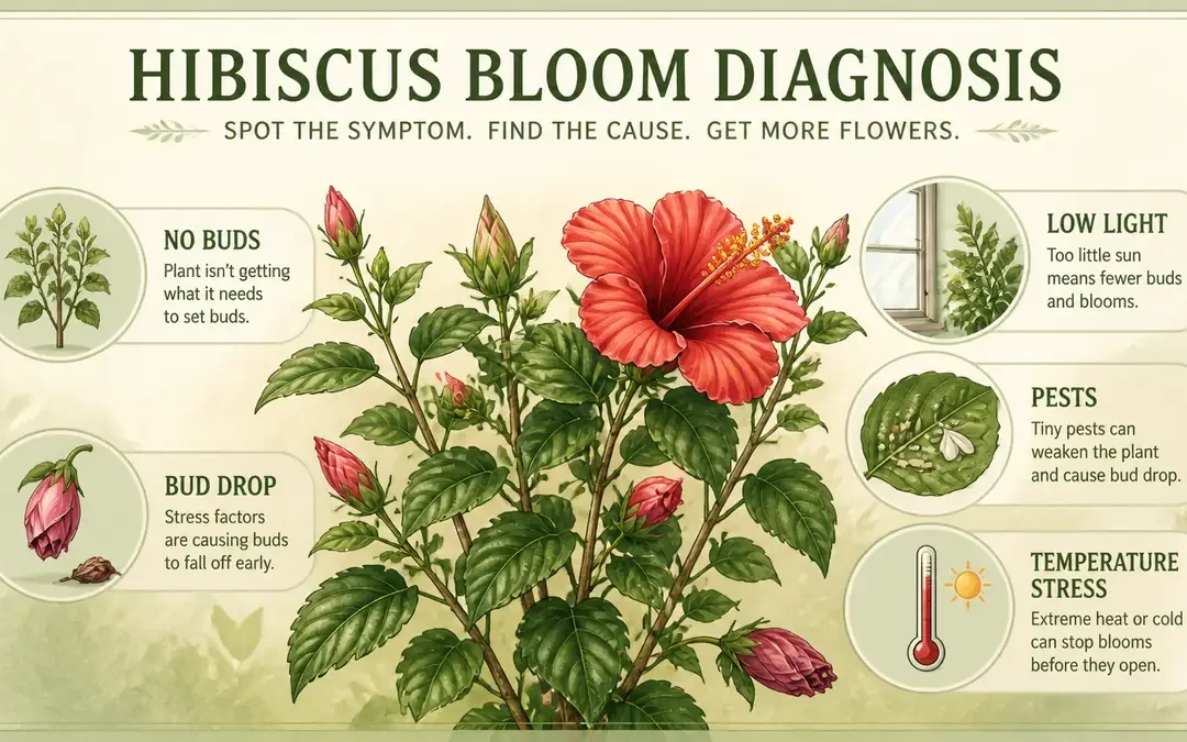 hibiscus not blooming bud drop diagnosis light water temperature pests