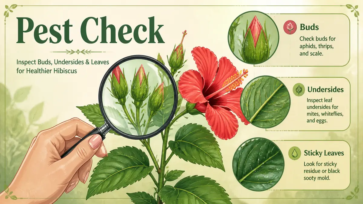 hibiscus buds aphids whiteflies spider mites inspection guide
