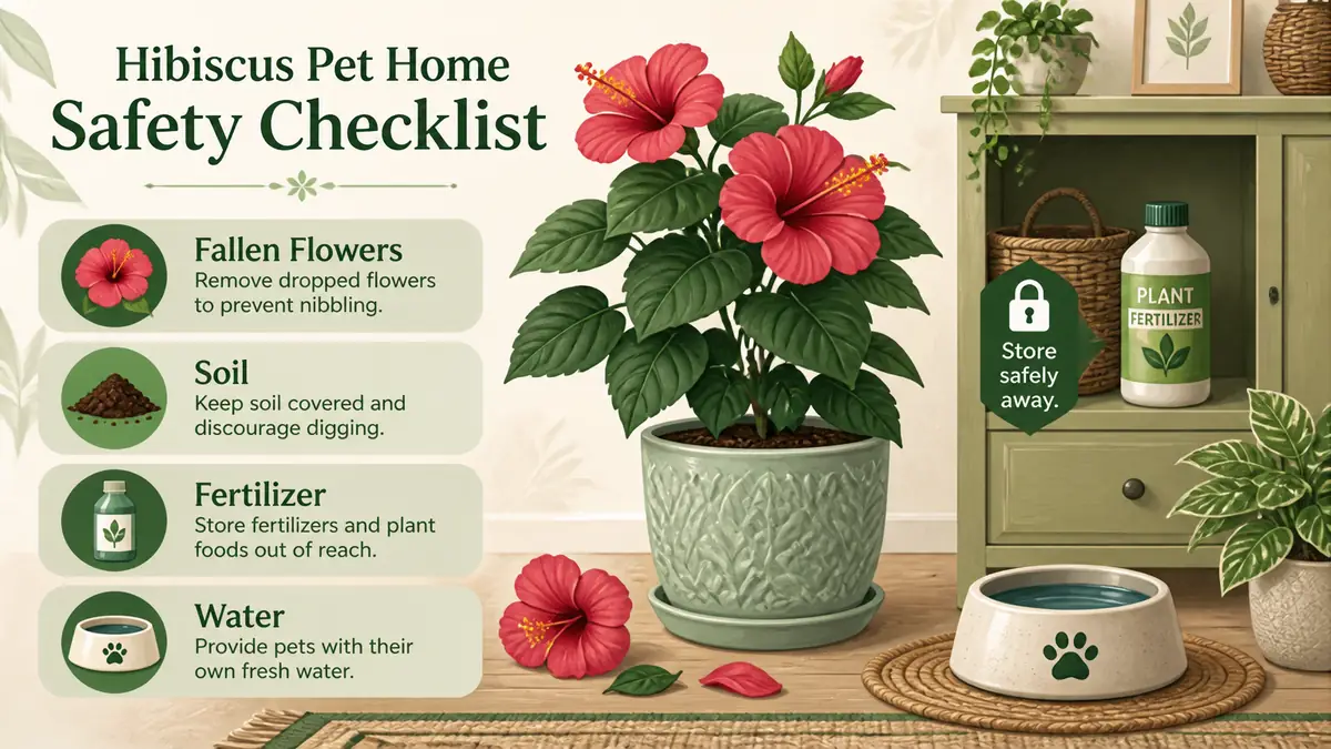 hibiscus pet home safety checklist fallen flowers fertilizer soil