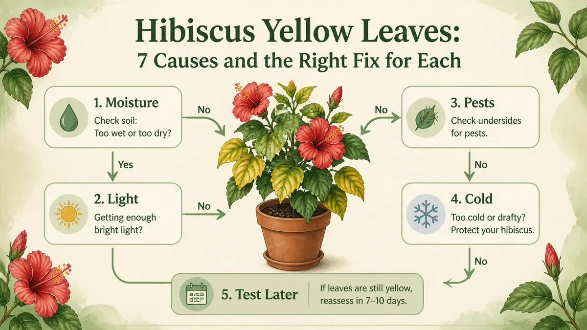 hibiscus yellow leaves fix first flowchart