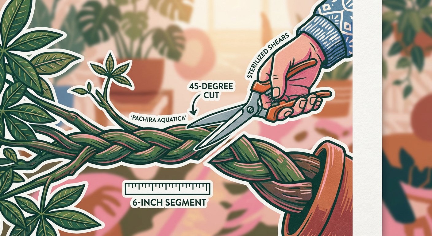 Taking the cutting for how to propagate money tree in soil - Step 2