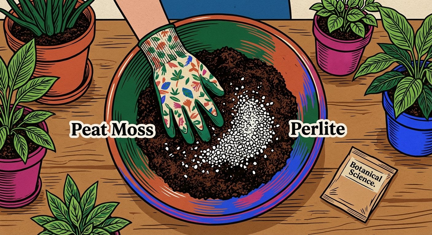 Preparing the potting mix for how to propagate money tree in soil - Step 1
