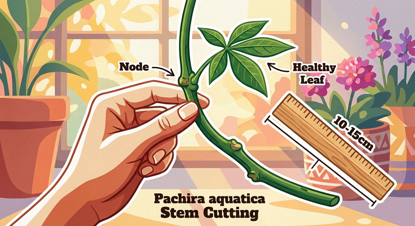 Selecting the right stem for how to propagate money tree cuttings