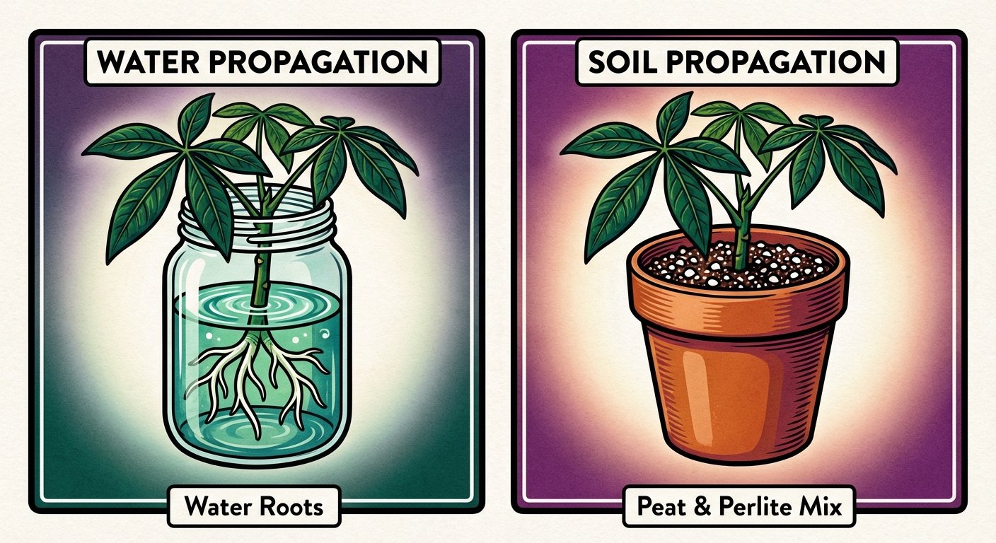 Water vs. Soil Propagation methods for how to propagate money tree