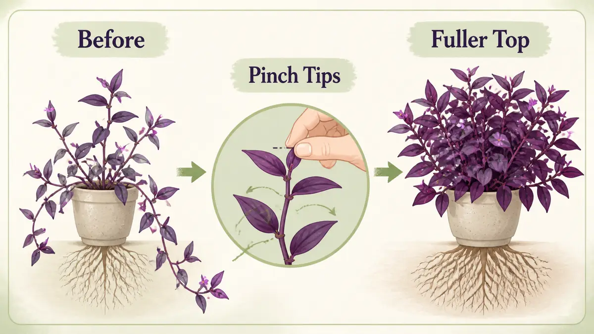 indoor purple heart plant pruning for bushy growth