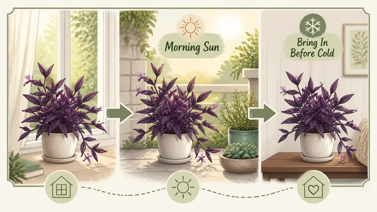 indoor purple heart plant seasonal outdoor transition
