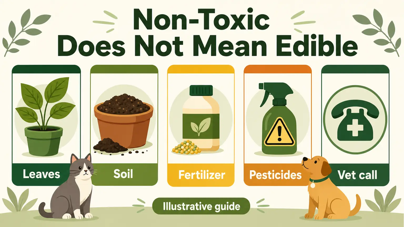 Illustrative safety graphic explaining that non-toxic plants are not edible
