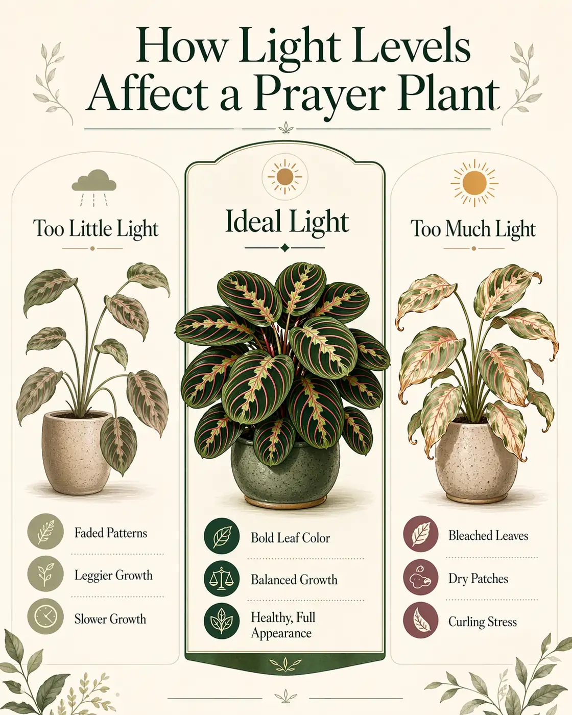 Comparison of east-, north-, south-, and west-facing windows for a prayer plant.
