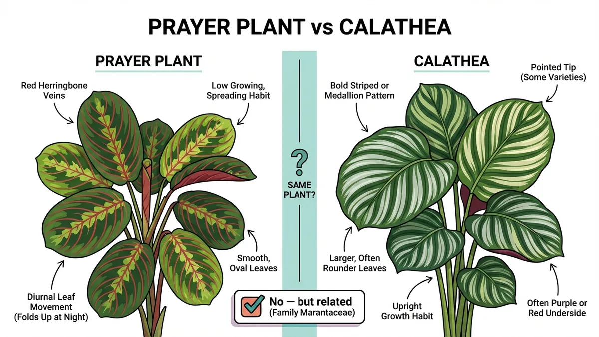 Prayer plant vs Calathea comparison — what's the difference between Maranta and Calathea