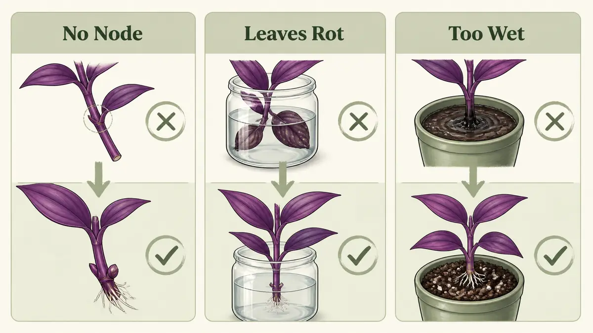 purple heart plant propagation problems and fixes infographic