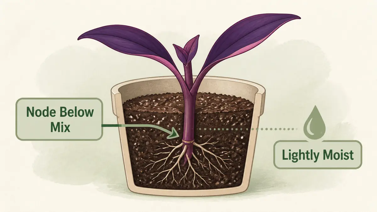 purple heart plant propagation soil node planting depth