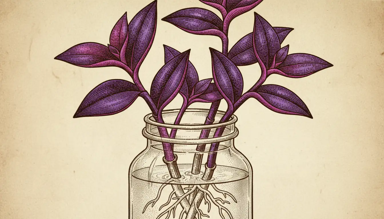 purple heart plant propagation stem cuttings rooting in water