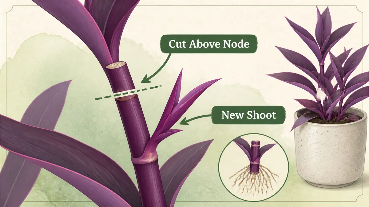 purple heart plant turning green pruning node guide for cutting green stems
