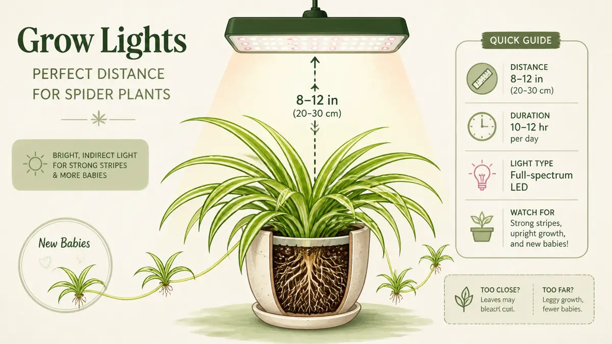 Spider Plant Light: 6 Placement Rules for Strong Stripes and More Babies