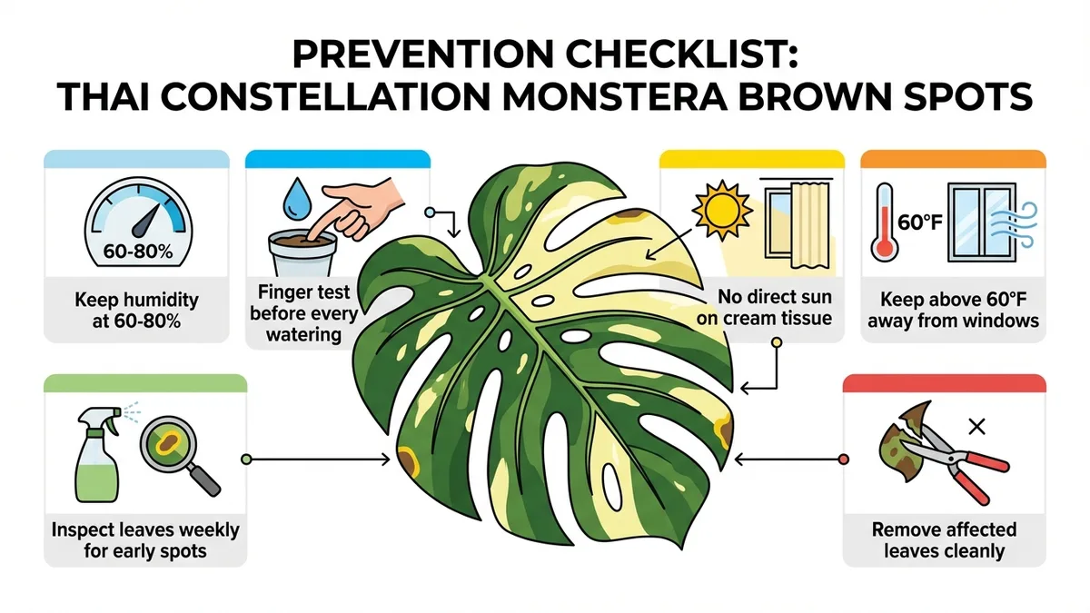 Prevention checklist for Thai Constellation Monstera brown spots
