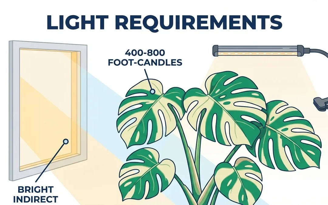 Thai Constellation Monstera light requirements — complete guide to foot-candles and grow light setup
