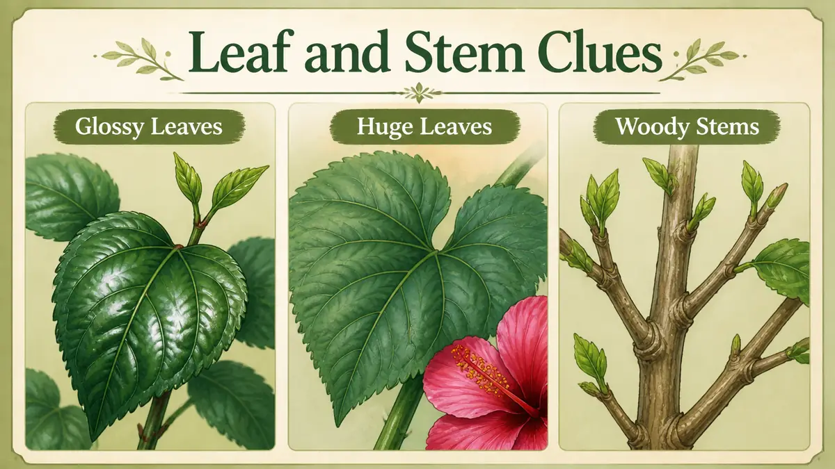 hibiscus leaf and stem clues for identification