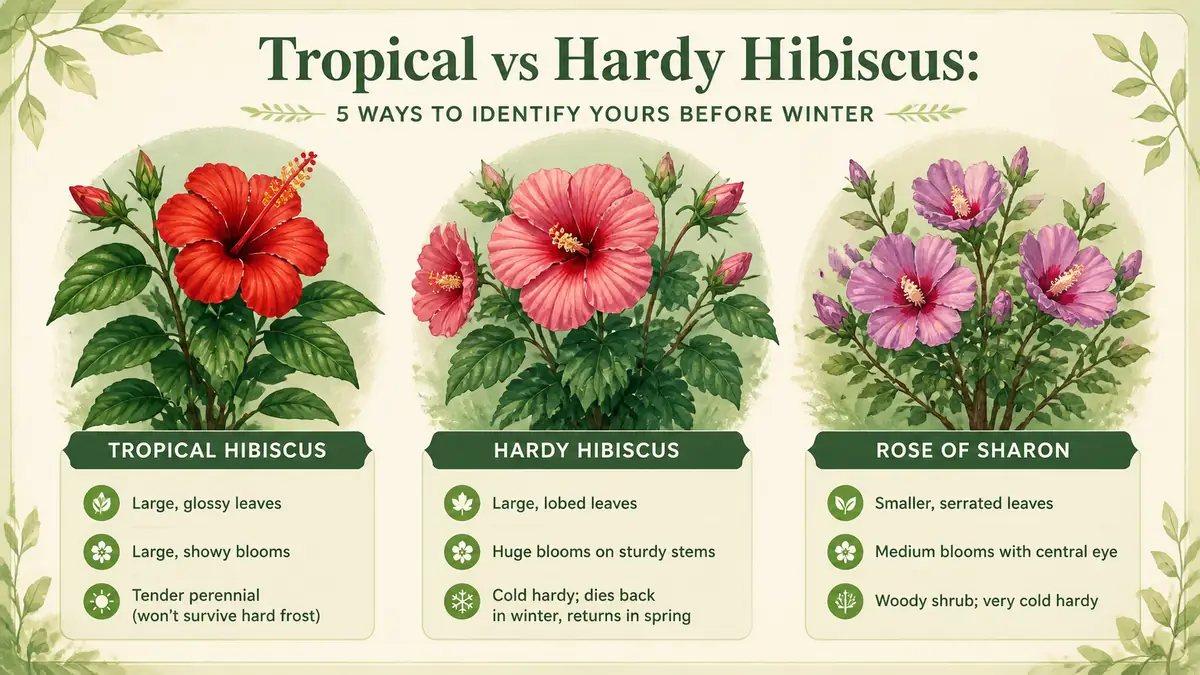 tropical vs hardy hibiscus versus rose of sharon comparison