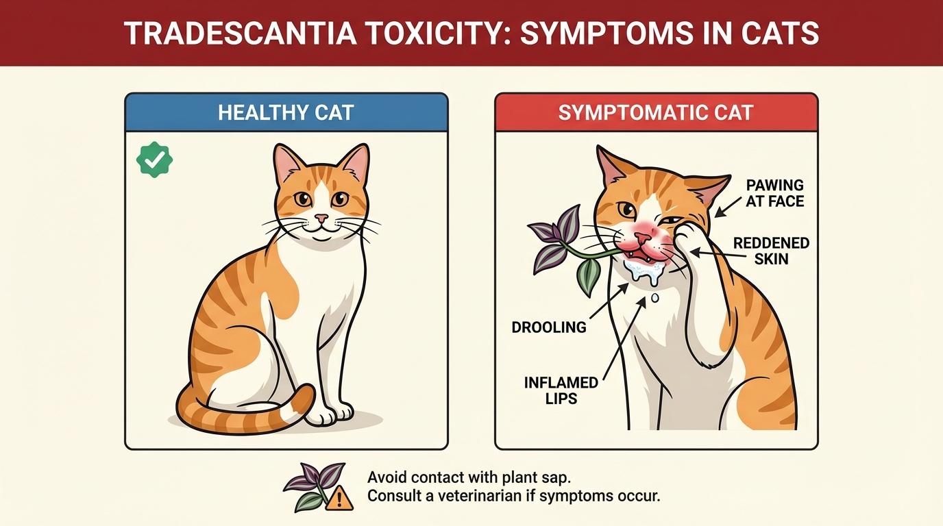 wandering jew toxic to cats, is wandering jew toxic to cats, tradescantia toxic to cats, symptoms: drooling and red skin.